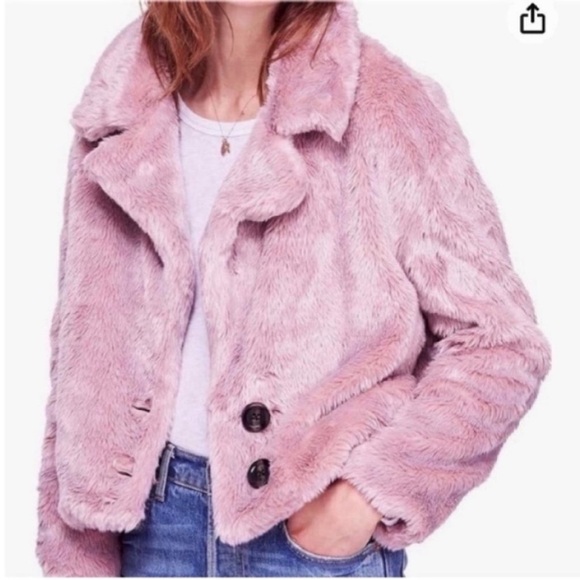 Free People Pink or Lilac Dusty Rose Mena Fake Fur Jacket - Picture 1 of 8